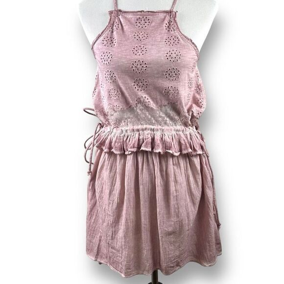 Topshop Dresses & Skirts - Topshop Women's Size 4 High Neck Mini Dress Pink Purple Eyelet Lace Ruffle